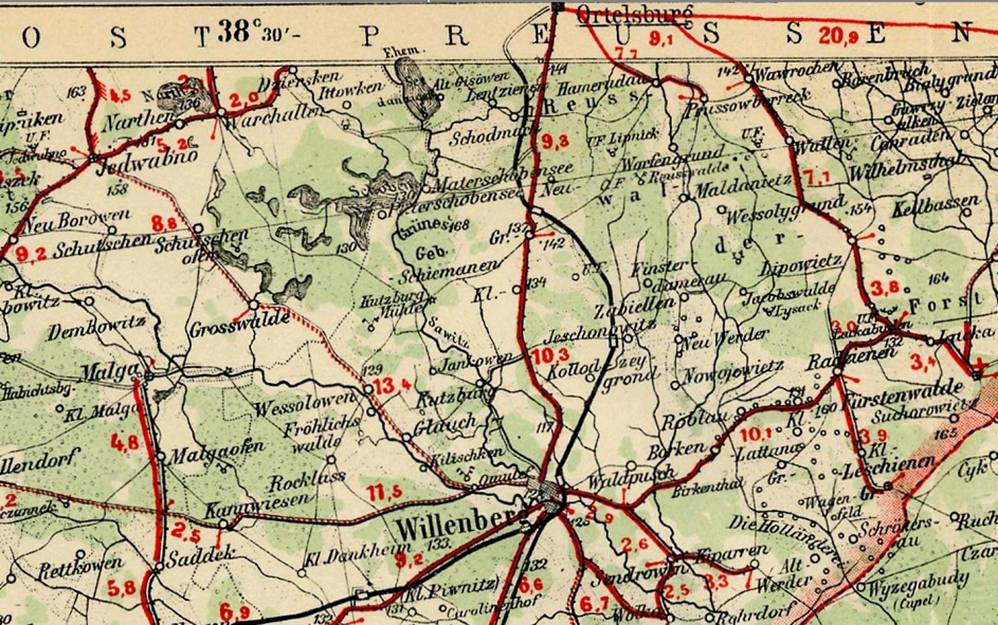 Kartenausschnitt Ostpreussen